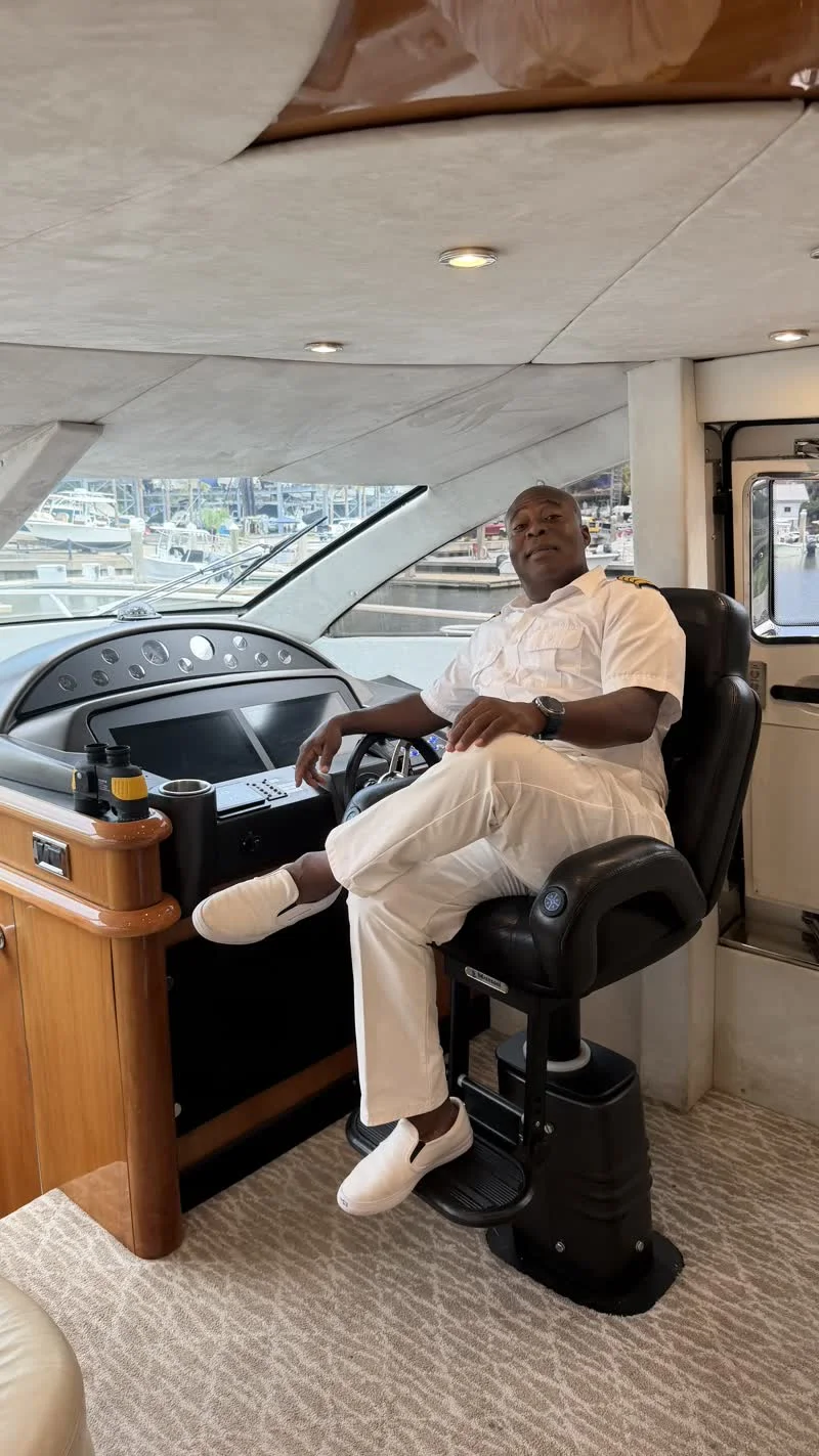 Captain Dave at the helm