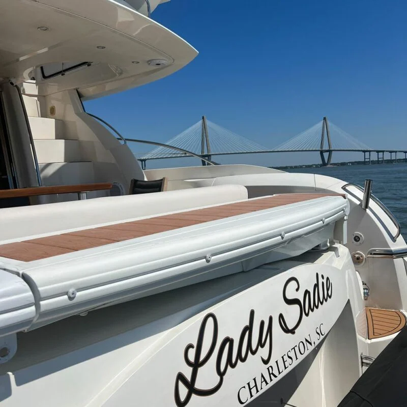 Lady Sadie stern with the Ravenel Bridge behind